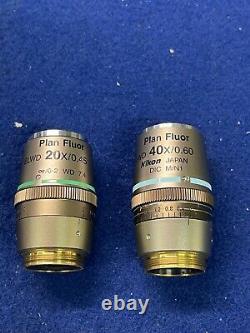 2 Pcs Nikon Plan Fluor ELWD (40x /. 60 20X/0.45) DIC M/N1 Microscope Objectives