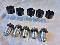 5 x Nikon Microscope Objectives With Original Plastic Cases-Nikon Plan-DLL-Etc