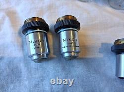5 x Nikon Microscope Objectives With Original Plastic Cases-Nikon Plan-DLL-Etc