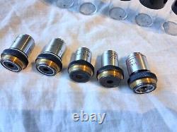 5 x Nikon Microscope Objectives With Original Plastic Cases-Nikon Plan-DLL-Etc