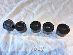 5 x Nikon Microscope Objectives With Original Plastic Cases-Nikon Plan-DLL-Etc