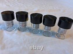 5 x Nikon Microscope Objectives With Original Plastic Cases-Nikon Plan-DLL-Etc