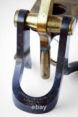 ANTIQUE BRASS HENRY CROUCH LONDON 1242 withNikon E Plan 4/0.1 Microscope Objective