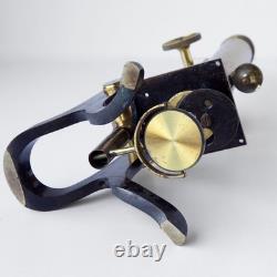 ANTIQUE BRASS HENRY CROUCH LONDON 1242 withNikon E Plan 4/0.1 Microscope Objective