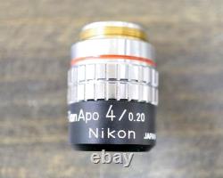 Genuine Nikon Plan Apo 4/0.20 160/- Microscope Objective Used From Japan