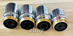 Lot Of 4 Nikon BD Plan Microscope Objectives 5x, 10x, 20x, 40x (M26 Thread)