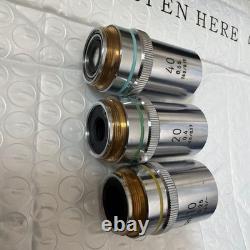 Microscope objective lenses (set of 3) Plan 10x, 20x, 40x As-is