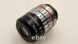 Mint Nikon Plan Apo 4x/0.20 160/- BLACK Red Stripe Microscope Objective 34164