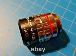 Niko Plan Apo 4/0.20 160/- Lens 4x Objective Optiphot Wafer UV Microscope Macro