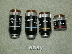 Nikon BE Plan Infinity Microscope Objectives 100x 40x 10x 4x - OIL
