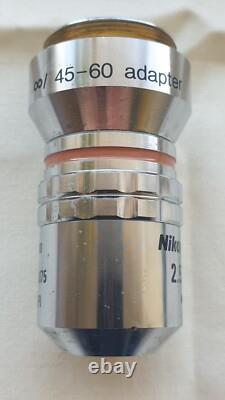 Nikon CF Plan 2.5 X/0.075 EPI WD 8.8 Microscope Objective Lens and 45-60 Adapter