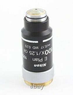 Nikon CFI E Plan 100x 1.25 Oil Eclipse E I Series Microscope Objective Infinity