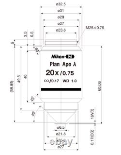 Nikon CFI Plan APO Lambda 20x/0.75 DIC N2 Microscope Objective Lens