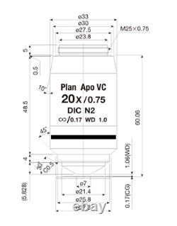 Nikon CFI Plan APO VC 20x/0.75 DIC N2 Microscope Objective Lens Violet Corrected
