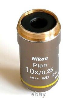 Nikon CFI Plan Achromat Microscope Objective. 10X Magnification. MRL00102