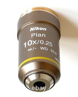 Nikon CFI Plan Achromat Microscope Objective. 10X Magnification. MRL00102