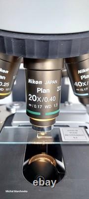 Nikon Eclipse E400 Trinocular Microscope 5 Nikon Plan Objectives 4x-100x