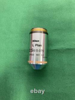 Nikon L Plan 2.5x/0.075 Objective Lens OFN25 WD8.8 Microscope M25 Thread Used