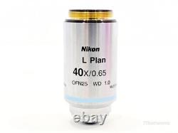 Nikon L Plan 40x/0.65 OFN25 WD 1.0 Microscope Objective MUE00400