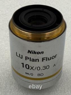 Nikon LU Plan Fluor 10x/0.30 A Infinity/0 WD 15 Microscope Objective Lens Used