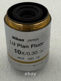 Nikon LU Plan Fluor 10x/0.30 A Infinity/0 WD 15 Microscope Objective Lens Used