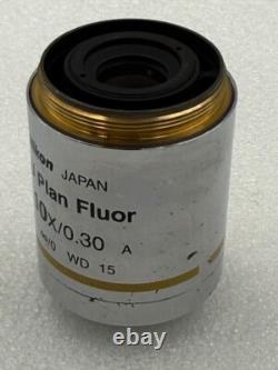 Nikon LU Plan Fluor 10x/0.30 A Infinity/0 WD 15 Microscope Objective Lens Used