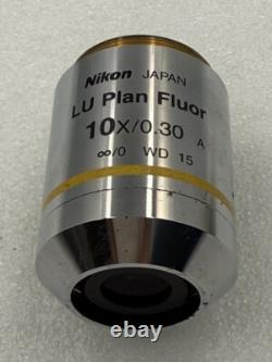 Nikon LU Plan Fluor 10x/0.30 A Infinity/0 WD 15 Microscope Objective Lens Used