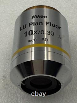 Nikon LU Plan Fluor 10x/0.30 A Infinity/0 WD 15 Microscope Objective Lens Used