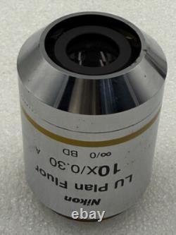 Nikon LU Plan Fluor 10x/0.30 A Infinity/0 WD 15 Microscope Objective Lens Used