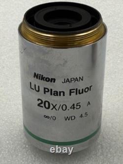 Nikon LU Plan Fluor 20x/0.45 A Infinity/0 WD 4.5 Microscope Objective Used