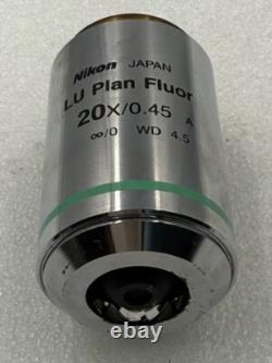 Nikon LU Plan Fluor 20x/0.45 A Infinity/0 WD 4.5 Microscope Objective Used
