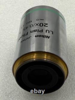 Nikon LU Plan Fluor 20x/0.45 A Infinity/0 WD 4.5 Microscope Objective Used