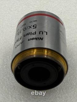 Nikon LU Plan Fluor 5x/0.15 A Infinity/0 WD 18 Microscope Objective Lens Used