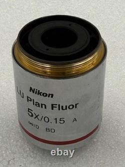 Nikon LU Plan Fluor 5x/0.15 A Infinity/0 WD 18 Microscope Objective Lens Used
