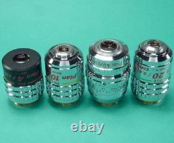 Nikon Microscope Objective Lens Set 4pcs Plan 4x 10x 20x 40x Phase Contrast ELWD