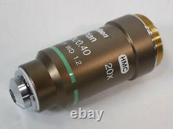 Nikon Microscope Objective Plan 20x/0.40 /0.17 WD 1.2 Hoffman Modulation 20x