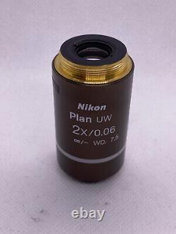 Nikon Microscope Objective Plan UW 2x/0.06 WD 7.5 Infinity/- Eclipse
