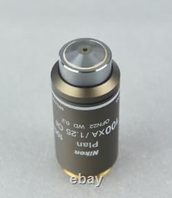 Nikon Microscope Plan 100x Objective Lens M25 CFI Infinity Eclipse 50i E400 E200
