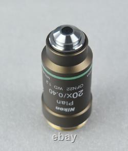 Nikon Microscope Plan 20x Objective Lens M25 CFI Infinity Eclipse 50i E400 E200