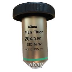 Nikon Microscope Plan Fluor 20x / 0.50 DIC M/N2 infinity / 0.17 WD 2.1 Objective