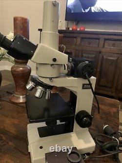 Nikon Optiphot Microscope trinocular head 5x 10x 40x BD PLAN, 6x10 stage