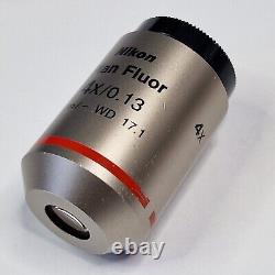 Nikon PLAN FLUOR 4x/0.13 Infinity/- WD 17.1 Microscope Objective Lens VGC