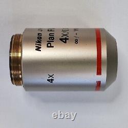 Nikon PLAN FLUOR 4x/0.13 Infinity/- WD 17.1 Microscope Objective Lens VGC