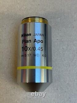 Nikon Plan Apo 10x / 0.45/0.17 WD 4.0 Microscope Objective Lens