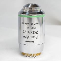 Nikon Plan Apo 20x 0.75 DIC Microscope Objective Lens Infinity WD1.0 Used