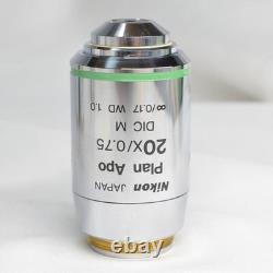 Nikon Plan Apo 20x 0.75 DIC Microscope Objective Lens Infinity WD1.0 Used