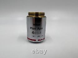 Nikon Plan Apo 4x0.2 WD20 Objective Lens From Eclipse E800 Microscope Microscope