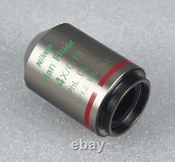 Nikon Plan Fluor 4x /0.13 PHL DL Phase Microscope Objective Lens, Made in Japan