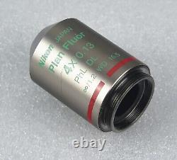 Nikon Plan Fluor 4x /0.13 PHL DL Phase Microscope Objective Lens, Made in Japan