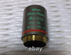 Nikon Plan Fluor 4x/0.13 PhL DL? /1.2 WD 16.4 Microscope Objective Lens USED